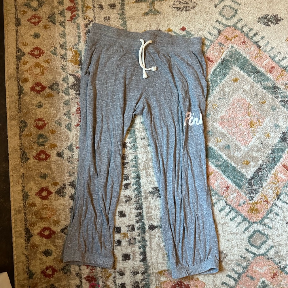 PINK Victorias Secret Gray Drawstring Lounge Pants